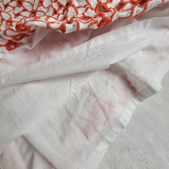 Ann Mashburn Women Sleeveless Floral Embroidered Mini Dress Medium Orange Cotton - Picture 11 of 11